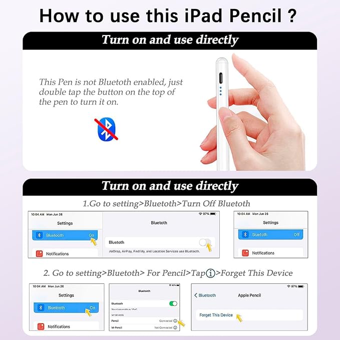 2Pack Stylus Pencil for iPad A16/11th Gen(2018-2025),Fast Charging Pen with Palm Rejection&Tilt Sensitivity Compatible with iPad 6/7/8/9/10/11,iPad-Pro 11"/12.9"/ M4, iPad-Air 3/4/5/M2/M3,Mini 5/6/7