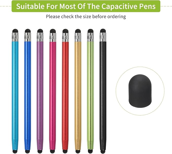 MECCANIXITY 60Pcs Replacement Stylus Pen Tips 5.5mm Conductive Capacitive Touch Screen Pens Tips Silicone Rubber, Black