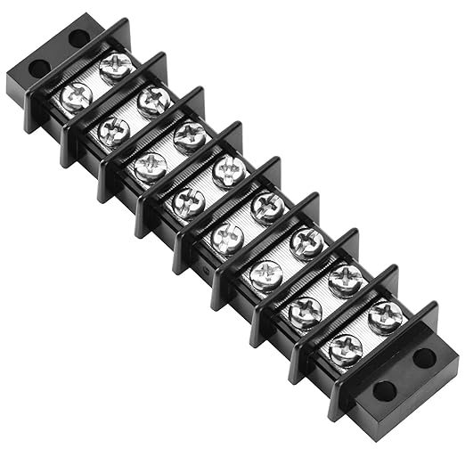 GLOSO Terminal Blocks Double Row Stainless 11 mm Pitch TBC, Marine Grade, 12-22 AWG Cu, 25A/300V - 1 Pack, 8 Poles