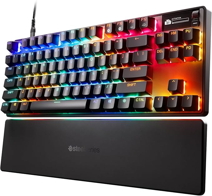 SteelSeries Apex Pro TKL Gen 3 OmniPoint 3.0 HyperMagnetic Switches — Adjustable Actuation — Rapid Trigger — Game-Ready Presets — Protection Mode — Rapid Tap/SOCD — OLED — RGB — PBT Keycaps — USB-C