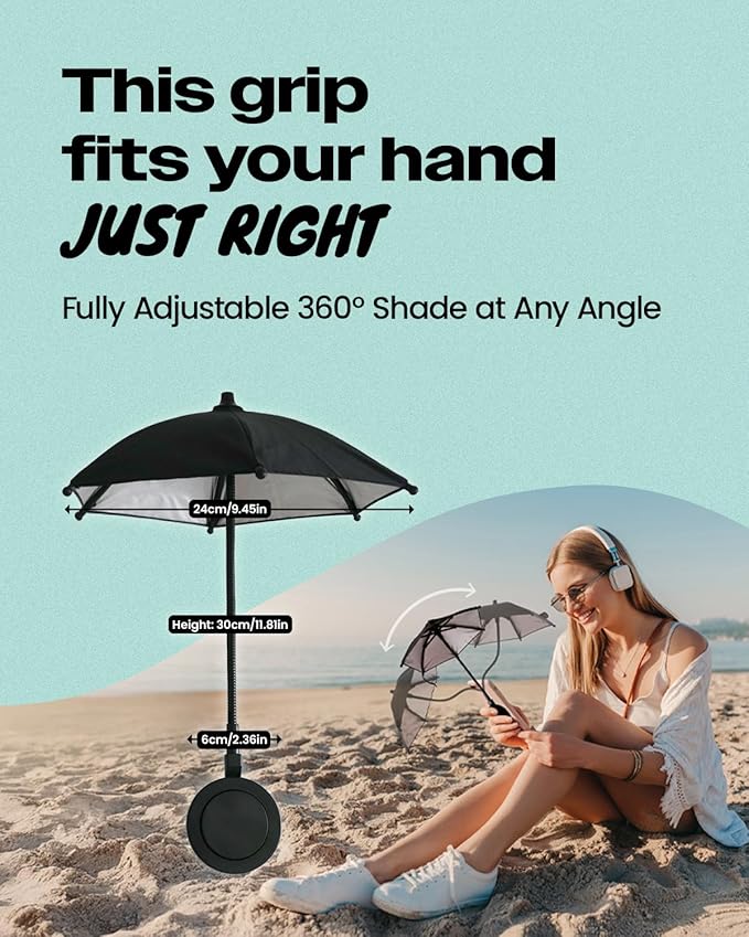 3 in 1 Magnetic Umbrella Sunshade Collapsible Expandable Phone Grip & Stand - Elegant Magsafe Compatible Phone Holder for Secure Grip and Hands-Free Viewing (Yellow)