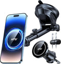 HTU for MagSafe Car Phone Mount Magnetic Phone Holder for Windshield Vent Dashboard Magnetic Suction Phone Mount for iPhone 16/15/14/13/12 & Android (Black)