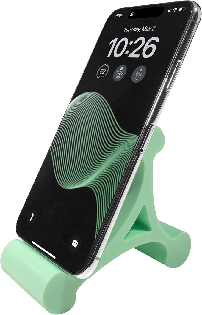 Skalene Phone Stand - 100% Silicone Rubber, Adjustable Phone Holder, Prop, Rest - Desk, Office, Home, Kitchen Accessory (Mint Green)