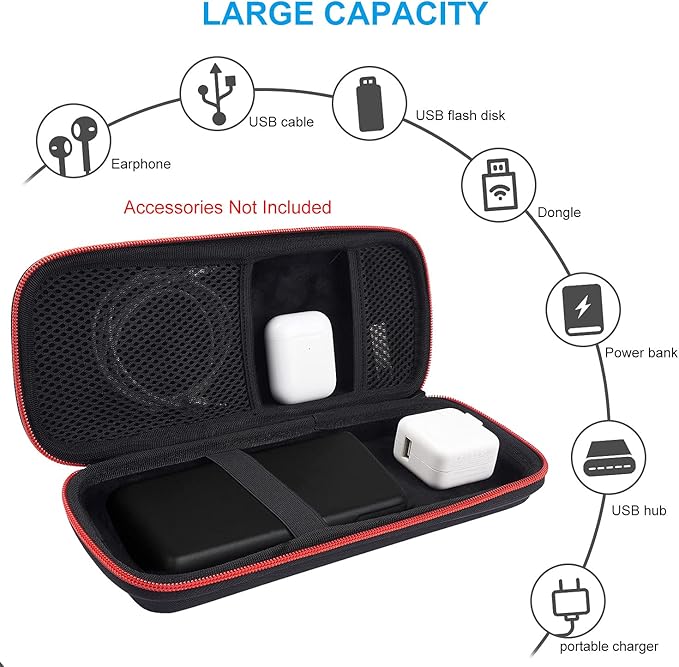 Hard Travel Case Fit for RAVPower 26800/20100/20000mAh, Anker Power Core 26800mAh/PowerCore +26800mAh, Dulla M50000 Power Bank 12000mAh, ROMOSS 30000mAh, Lab599 Tx500 Radio by SKYNEW (Large Black)