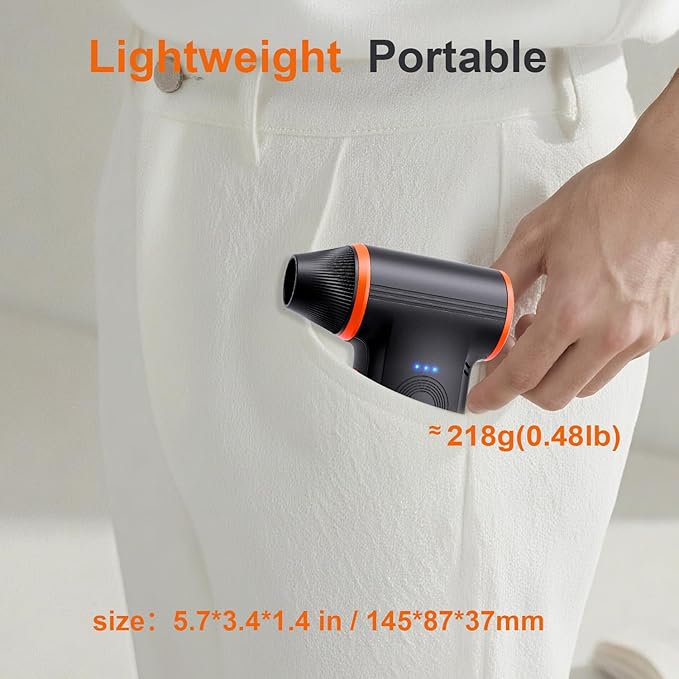 X117 Compressed Air Duster-150000RPM Super Power Electric Air Duster, 3-Gear Adjustable Mini Blower with Fast Charging, Dust Blower for Computer, Keyboard, House, Outdoor and Car
