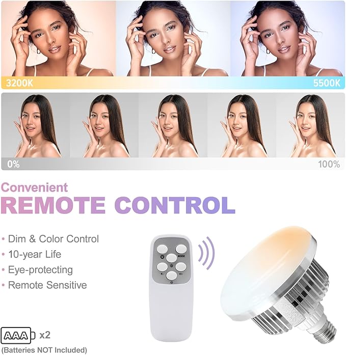 LimoStudio (LED Super Bright) 3400W Output Remote Control, 22 x 32 inch Softbox 85W Bulbs Light Kit, 3000K-5500K Adjustable Color & Brightness, 12600 Lumen, CRI>95, Soft Box Diffuser, AGG3214