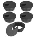 1-3/8" Black Desk Grommet, JTemgle Plastic Cable Hole Cover Computer Table Cord Wire Organizer Caps Desktop Cord Management for Home Office TV Stands Tabletops, 5 Pieces