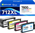 712 712XL Ink Cartridges Combo Set 4-Pack High Yield with chip Replacement for HP 712 712XL Ink Compatible with HP Designjet T650 T630 T230 T210 T250 Studio Plotter Printer (Black/Cyan/Magenta/Yellow)