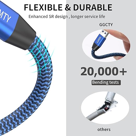 USB to USB Cable 3FT,Durable Braidedfor USB 3.0 Male to Male Type A to Type A Cable Data Transfer Compatible with Hard Drive, Laptop, DVD Player, TV, USB 3.0 Hub, Monitor, Camera