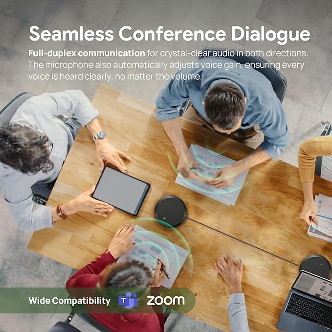 Yealink CPE40 Conference Speaker, Expansion Microphone for CP50, Ai Noise Cancellation, 8 360° Omni Mics Array, 19.6ft Pickup, Daisy Chain up to 7 Speakerphones for Zoom, Teams, Large Meeting Room