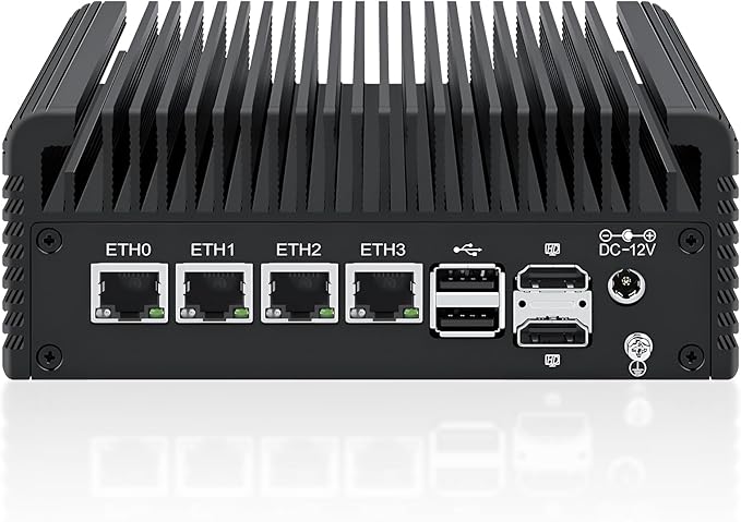 Firewall Micro Appliance Core N150,4xi226-V 2.5G Fanless Mini PC,DDR5,2*NVMe 2*SATA,6*USB,2*HDMI,Type-C,DP,Firewall Mini PC NAS Server