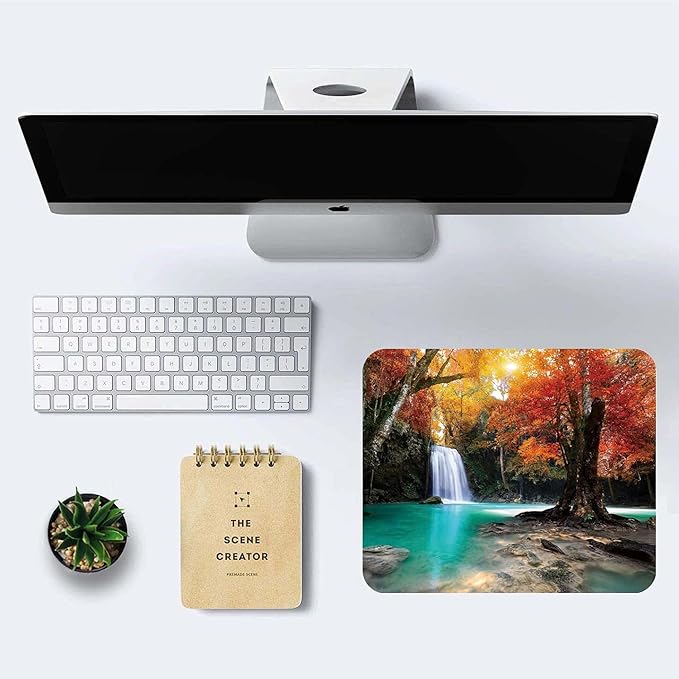Deep Forest Waterfall Mouse Pad,Non-Slip Rubber Base Wireless Gaming MousePads for Computers Laptop Office,Cute Mouse Pads with Designs for Women