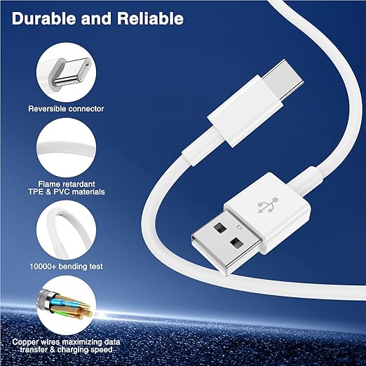 Car Carplay Cable USB to USB C Cable for iPhone 16 15 Pro Plus Pro Max，3-Pack 3.3FT USB A to USB C Cable for iPad Pro/Air/Mini，for Samsung S24/S23/S22/S21，for MacBook Pro/Air and More