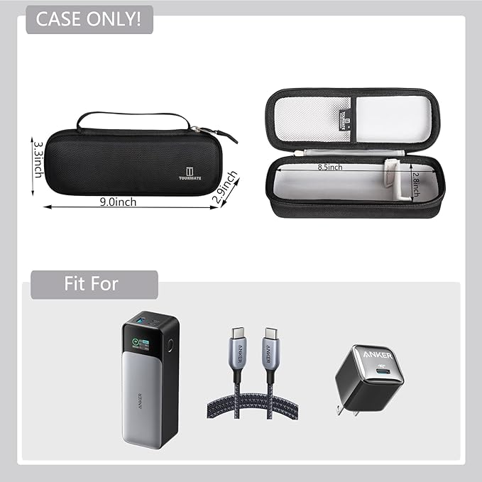 Hard Storage Case for Anker 737 Power Bank (PowerCore 24K) and Anker 715 Charger (Nano II 65W) Combo-Tourmate (Black case only)