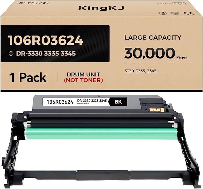 101R00555 Drum Unit (Not Toner) WorkCentre 3335 3345 Phaser 3330 Image-Drum High Capacity Black 1-Pack Replacement Compatible for Xerox WorkCentre 3335 3345 Phaser 3330 Laser Printer All-in-One Copier