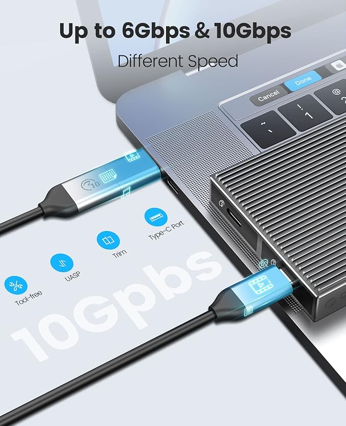 ORICO Dual M.2 NVMe SATA SSD Enclosure, USB C to M2 Adapter for M Key PCIe & B+M Key 2230/2242/2260/2280 SSDs,Tool-Free Installation Aluminum SSDs Reader Support Trim and UASP up to 2x4TB-BM2-2SN