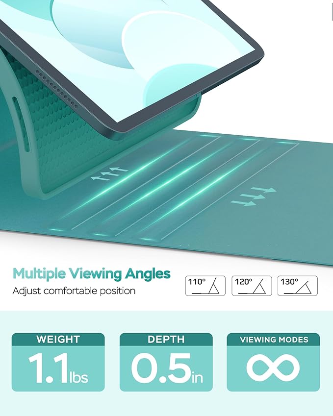 Folio Keyboard Case for iPad 10th Gen 10.9 inch (2022) and iPad 11th (A16, 2025), Magnetic Wireless Detachable Keyboard, 7-Color Backlight, Thin & Light, Pencil Holder (Cyan)