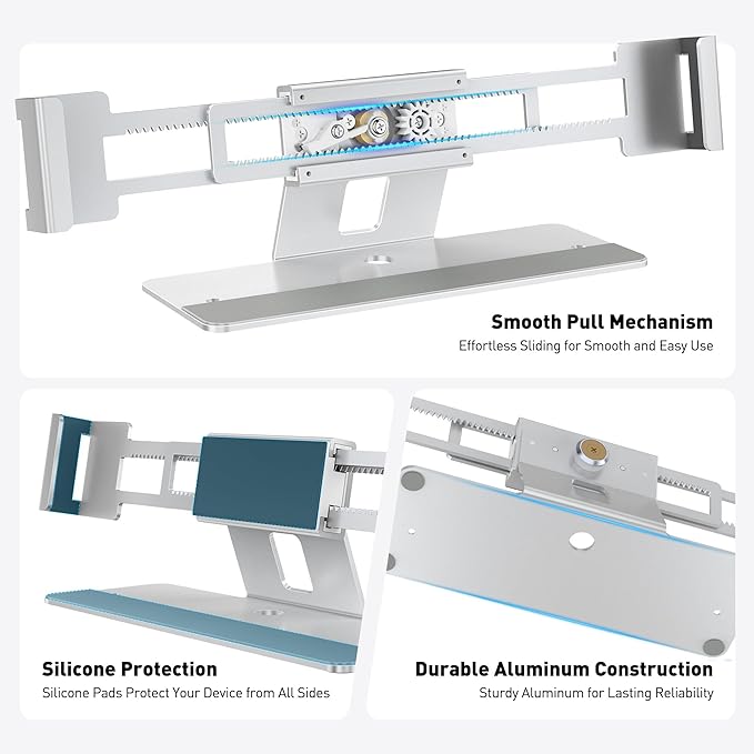 AboveTEK Laptop Locking Station, Premium Aluminum MacBook Security Lock with High-Security Copper Cylinder, Anti-Theft Computer Lock for All 11"-17" No-Slot Notebooks, Non-Slip Base for Public Spaces