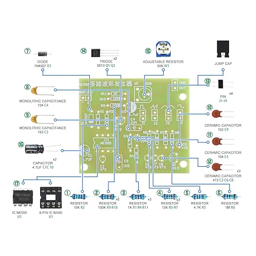 Soldering Practice Kit DIY Multiplex Waveform Generator Plug-in Circuit Kit Learn Soldering Kit for Beginners