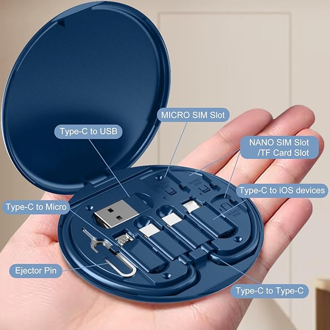 USB C to USB Adapter, USB-C Adapter Kit Contains Multiple OTG Adapters for Type C Male, USB A to C Male Cable, Micro USB to Type C, Equipped with SIM Extractor and Phone Stand