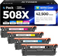 508X Toner Cartridge Set 4-Pack High Yield Replacement for HP 508X 508A CF360X CF361X CF362X CF363X Color Laserjet M552dn M553dh M553dn M553n M553x MFP M577dn M577f M577c M577z Printer Ink Black Copy