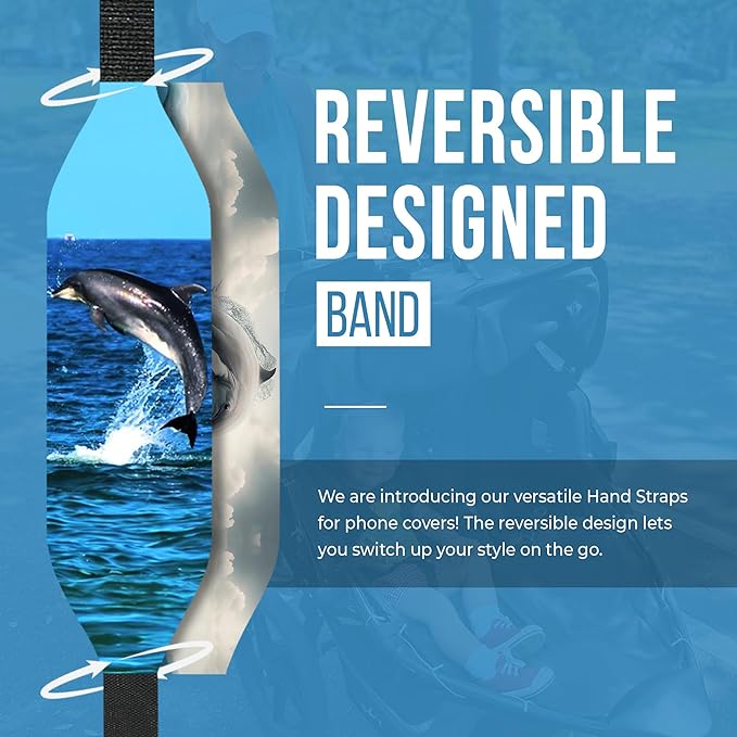 Phone Grip Strap - Reversible Finger Holder for Phone Back, Customizable Anti-Slip Design, Wireless Charging Compatible Detachable Holder for iPhone - Shark Jump