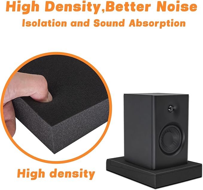 2 Pack Studio Monitor Isolation Pads for Large Speakers 6.5 7 8 Inches Sound Insulation Studio Foam Prevents Vibrations Acoustic Speaker Isolation Pad High Density Fits Most Stands