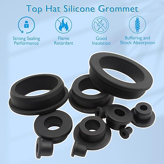 15 Pcs 3/4" Drill Hole, 3/8" ID Silicone Rubber Grommets for Wiring, Automotive Firewall Hole Plug, Top Hat Metal Wall Drywall Grommets for Vinyl Tubing in Hydroponic Irrigation Systems