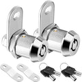 PTEROMY 2 Pack Cabinet Lock with Keys, 5/8'' Heavy Duty Tubular Cam Lock for RV Compartment Storage Locks, Full Set of RV Cam Locks (Chrome, 5/8'', 2 Pack)