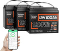 3PACK 12V 100Ah LiFePO4 Lithium Battery MAX Bluetooth 5.0 IP67, 15000+ Deep Cycles Lithium Battery, Built-in 110A BMS for RVs Marine Trolling Motors