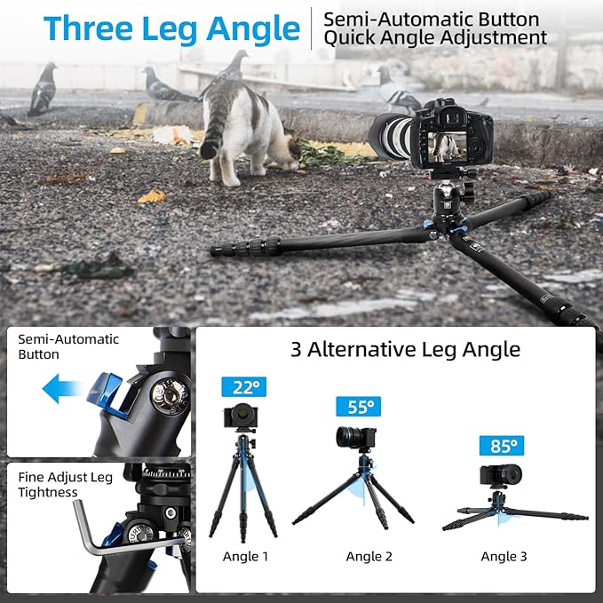 SIRUI Carbon Fiber Travel Tripod - Lightweight Only 0.93kg，Compact Tripod with 360° Panorama Ball Head Quick Release Plate, Max Height 50.2", Max Load 6kg for Camera, DSLR