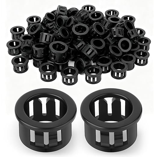 200PCS 1/2" Black Cable Snap Bushing Grommet, Snap in Cord Bushing Protect Cables