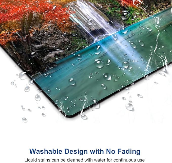 Mouse Pad, Natural Landscape Mouse Mad, Square Waterproof Mouse Pad Non-Slip Rubber Base MousePads for Office Laptop, 9.5"x7.9"x0.12" Inch(Waterfall in Autumn Forest)