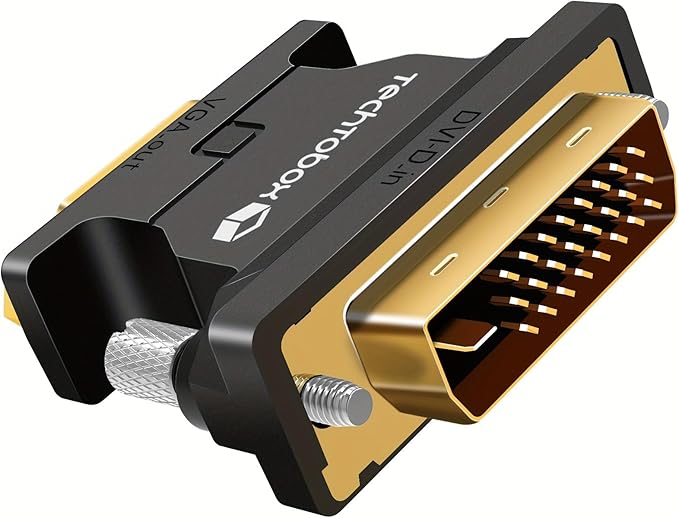 TECHTOBOX Active DVI to VGA Adapter, Uni-Directional DVI-D 24+1 to VGA Connectors, Gold-Plated,1080P Full HD Compatibility for HDTV, PC,Laptop, Monitor, Projector