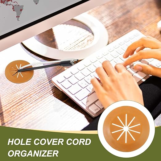 PATIKIL Desk Grommet 2-3/8", 4 Pcs Round Cable Grommet Cord Hole Cover with Adhesive Tape Flexible Table Wire Organizer for Office Home Table Countertop, Gray
