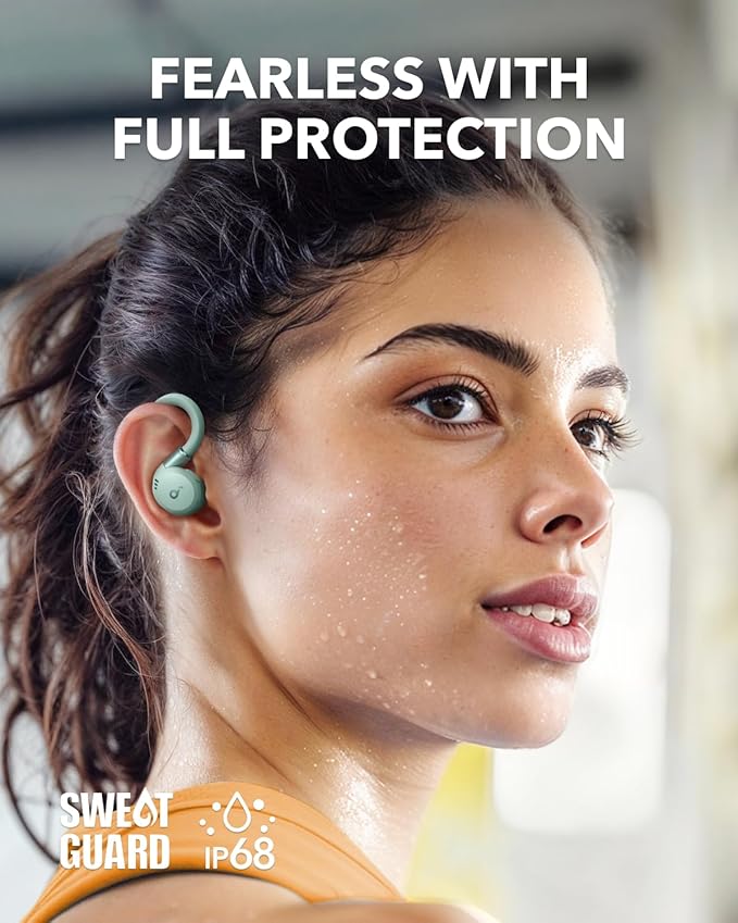 Soundcore Sport X20 by Anker, True-Wireless Workout Earbuds, Rotatable and Extendable Ear Hooks, Noise Cancelling, Deep Bass, IP68 Waterproof, Sweatproof, Dustproof, 48H Play, Sport Earbuds for Gym