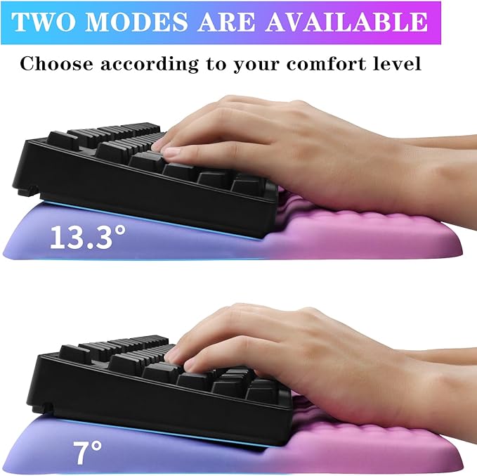 Computer Keyboard Stand with Wrist Rest, Ergonomic Tilted Keyboard Holder - Keyboard Riser with Wrist Pad - Keyboard Tray Support for Office Home - Starry Pink