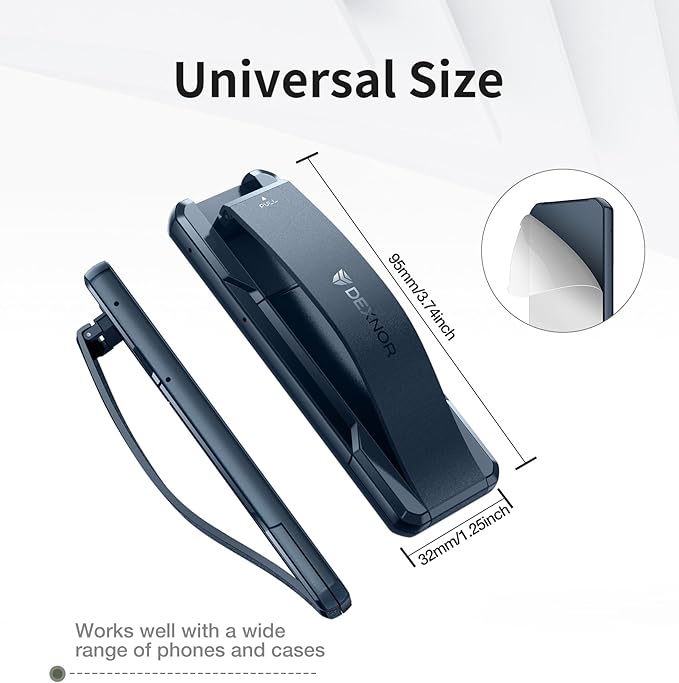 Dexnor New Upgrade Phone Grip, Phone Holder for Hand [2-in-1] Phone Strap with Kickstand Phone Finger Holder Compatible with Most iPhone Samsung Phone Case, Navy Blue