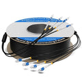 50M/165FT Outdoor Armored LC to LC Fiber Optic Cable, 4 Core OS2 Single Mode 9/125μm, Industrial TPU Jacket, OD 5mm, 4 Strands, SMF, Direct Burial, Heavy-Duty LC-LC Patch Cord for Harsh Environments