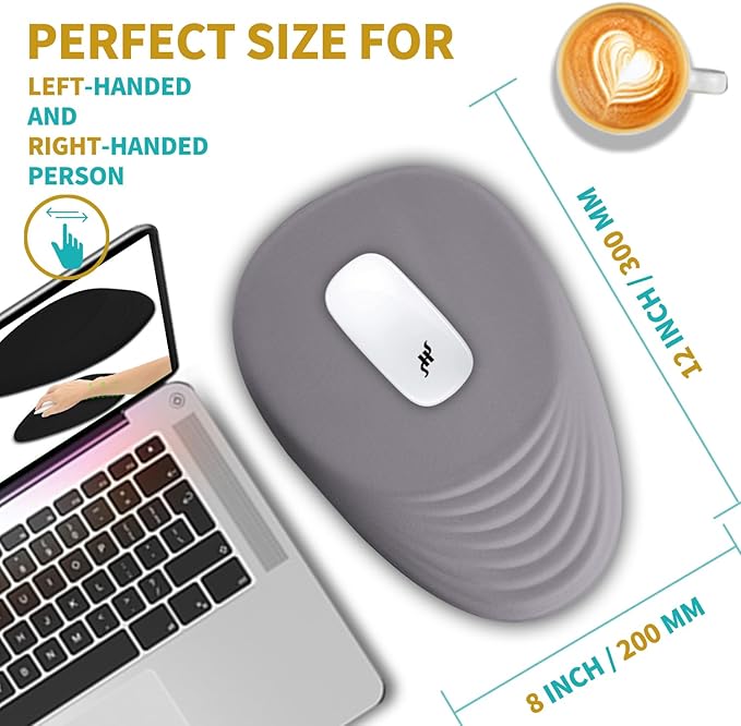Hokafenle Ergonomic Mouse Pad Wrist Support with Stepped-Wedge Design, Wrist Rest Pain Relief Mousepad Filled with Memory Foam, Carpal Tunnel Mousepad for Wireless Mouse(12x8 inch, Light Purple Grey)