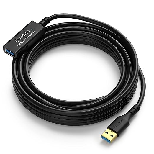 USB 3.0 Active Extension Cable 25 Feet, Long USB Type-A Male to Female Extender Cord, Built-in A Signal Booster Smart Chip, 5Gbps Transfer, for Printer, Xbox, Webcam, VR, Hard Drive, USB Hub and More