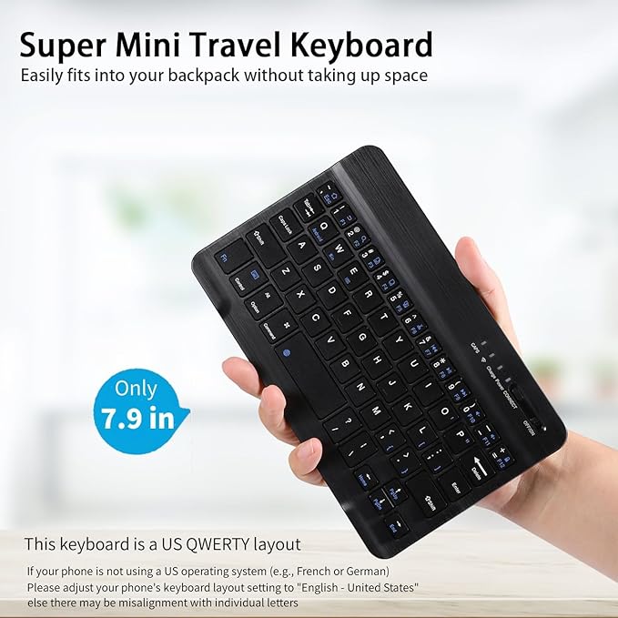 for Samsung Galaxy Z Fold 7 6 5 Keyboard and Mouse, Portable Mini 7.9 inch Bluetooth Keyboard with Leather Stand Case and Pen, 4 in 1 Travel Set for Z Fold7 6 Accessories,Black