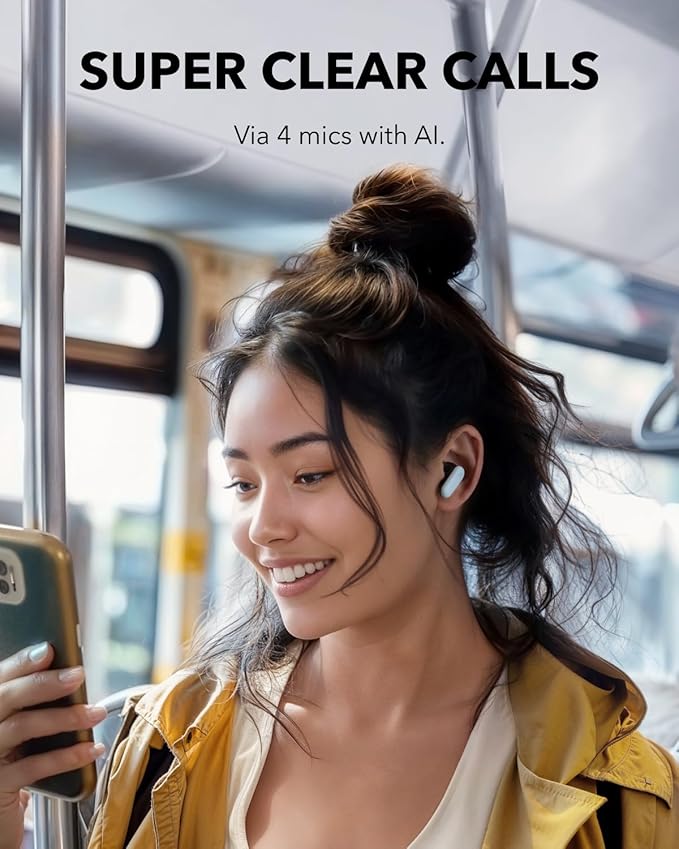 Soundcore P30i by Anker Noise Cancelling Earbuds, Strong and Smart Noise Cancelling, Powerful Bass, 45H Playtime, 2-in-1 Case and Phone Stand, IP54, Wireless Earbuds, Bluetooth 5.4 (Blue)