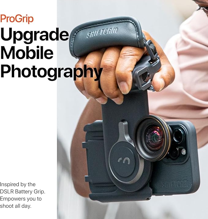 ShiftCam ProGrip Starter Kit – DSLR-Style Phone Camera Grip with Built-in Powerbank, Wireless Shutter Button and Qi Charging, Freestanding Dock & Tripod Mount – Compatible w/Android & iPhone