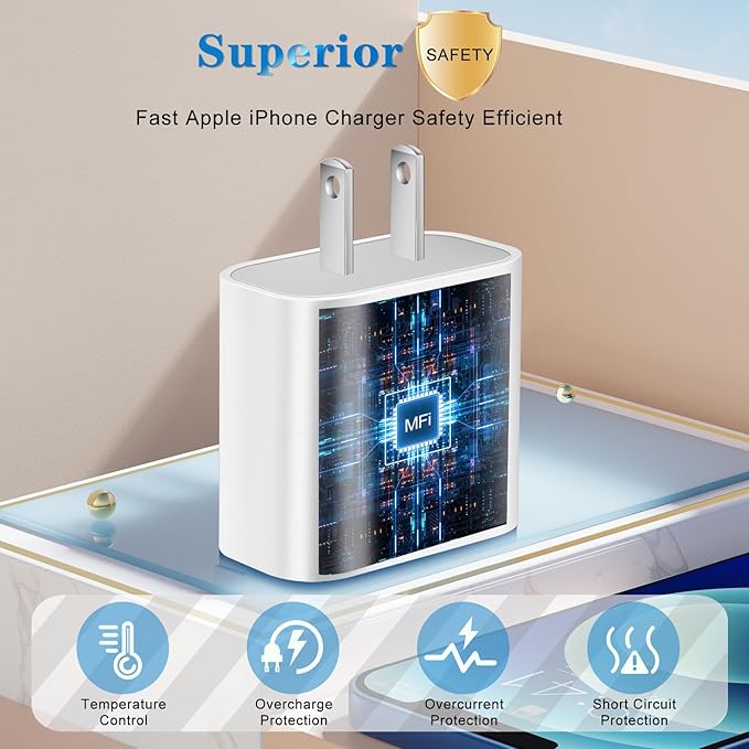 iPhone Charger,Dual Port USB C iPhone Charger Fast Charging Block,Super Fast Apple Double Type C Wall Chargers,2Pack 10FT Quick USB C Lightning Cable for iPhone 14 Pro Max/13 Pro/12/11/MiNi/XS/XR/8/SE