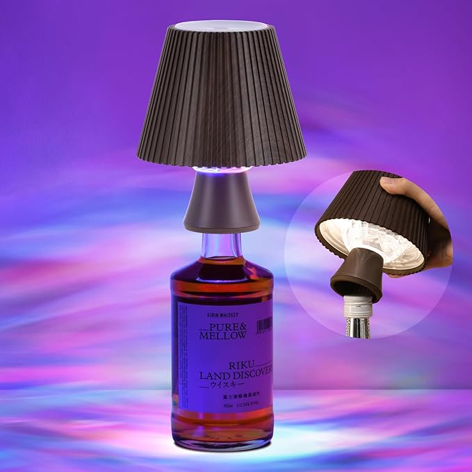 WILIT Wine Bottle Lights for Liquor Bottles, RGB Water Ripple Night Light Projector for Bedroom, Unique Home Decor Living Room, Birthday Gifts for Women, Wireless Bottle Lamp, Bar Accessories