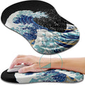 Hokafenle Ergonomic Mouse Pad Wrist Support, Wrist Rest Mousepad for Carpal Tunnel Pain Relief with Integrated Memory Foam Slope Massage Bulge (11.8x7.9 inch,Sea Wave