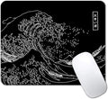 IMAYONDIA Japanese Great Wave Mouse Pad, Black Anime Gaming Mouse Pad, Kanagawa Mousepad, Non-Slip Rubber Base Computer Mice Pad for School Home Office, 9.5 x 7.9 Inch