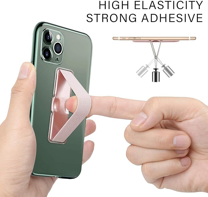 Phone Strap, CISID 4 Pcs Phone Finger Holder Back of Phone Grip with Stand Suitable for iPhone Samsung and Most Smartphones(Black Black Silver Rose Gold 4PCS)