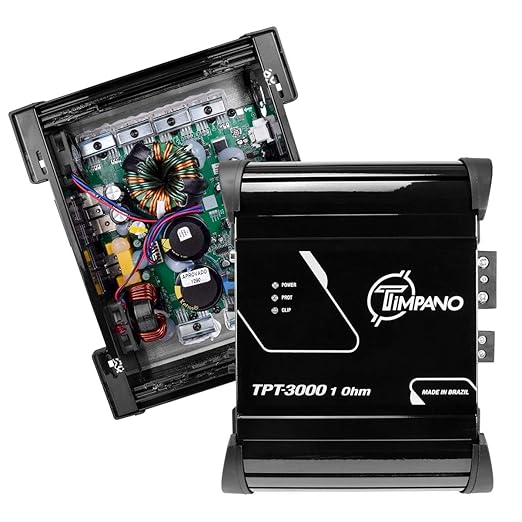 Timpano TPT-3000 1 Ohm Compact Amplifier 3000 Watts, 1 Channel, Full Range Amp Class D for The Installation of Car Speakers, Loudspeakers, Drivers and Tweeters on Car Audio Systems
